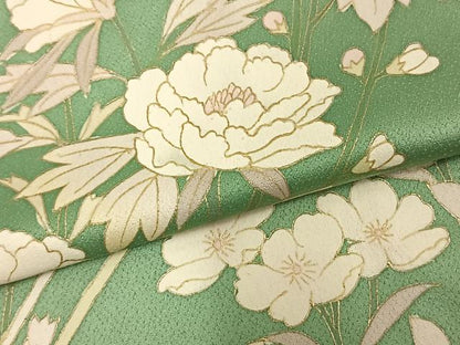 平和屋着物▽訪問着 単衣 草花文 金彩 正絹 逸品 AAAV2662fy