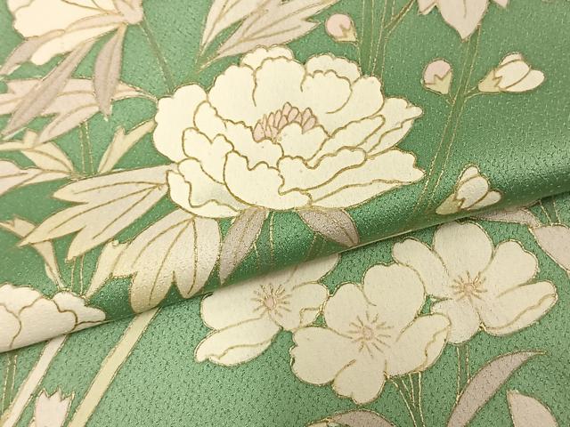 平和屋着物▽訪問着 単衣 草花文 金彩 正絹 逸品 AAAV2662fy