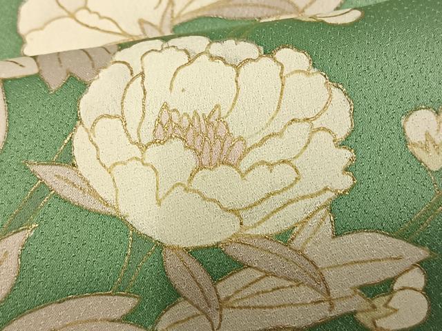平和屋着物▽訪問着 単衣 草花文 金彩 正絹 逸品 AAAV2662fy