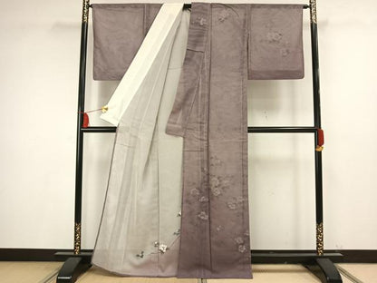 平和屋着物▽訪問着 無双 紗袷 紗×紗 手描き 枝花文 正絹 逸品 AAAV2665fy
