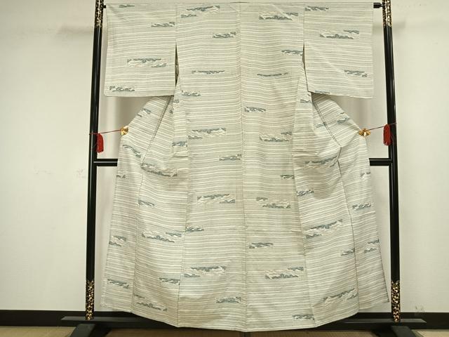 平和屋着物▽上質な紬 単衣 霞文 正絹 逸品 AAAV2666fy