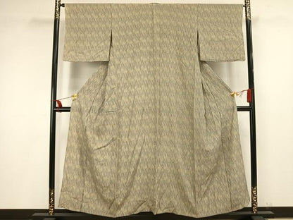 平和屋着物▽上質な小紋 単衣 変わり縞 正絹 逸品 AAAV2669fy