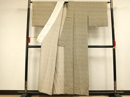 平和屋着物▽上質な小紋 単衣 変わり縞 正絹 逸品 AAAV2669fy