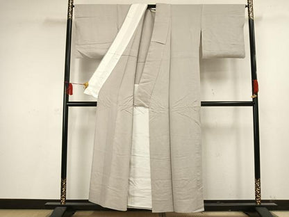 平和屋着物▽上質な色無地 単衣 灰黄緑色 正絹 逸品 AAAV2672fy