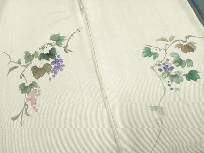 平和屋着物▽訪問着 無双 紗袷 紗×紗 手描き 葡萄文 金彩 正絹 逸品 AAAV2673fy