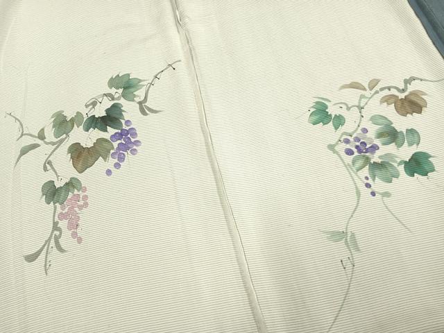 平和屋着物▽訪問着 無双 紗袷 紗×紗 手描き 葡萄文 金彩 正絹 逸品 AAAV2673fy