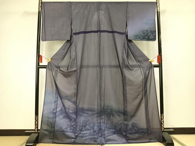 平和屋着物▽訪問着 無双 紗袷 紗×紗 手描き 風景樹林文 正絹 逸品 AAAV2674fy