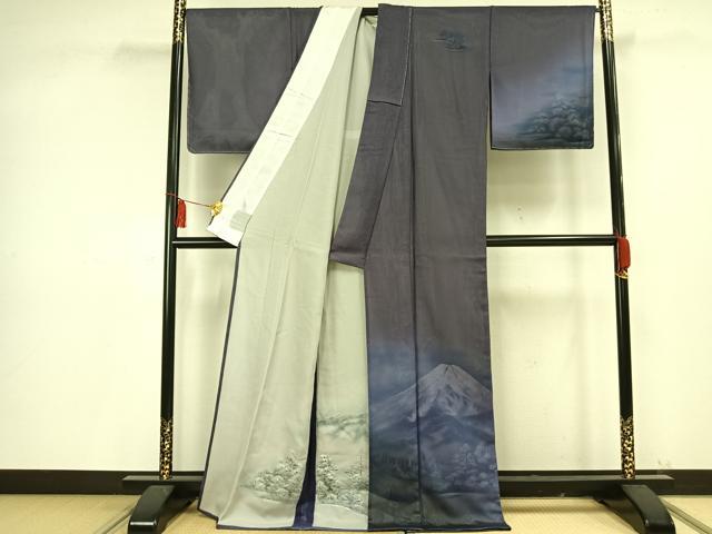 平和屋着物▽訪問着 無双 紗袷 紗×紗 手描き 風景樹林文 正絹 逸品 AAAV2674fy