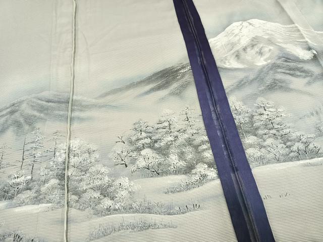 平和屋着物▽訪問着 無双 紗袷 紗×紗 手描き 風景樹林文 正絹 逸品 AAAV2674fy