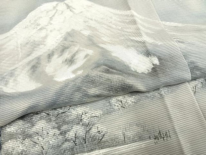 平和屋着物▽訪問着 無双 紗袷 紗×紗 手描き 風景樹林文 正絹 逸品 AAAV2674fy