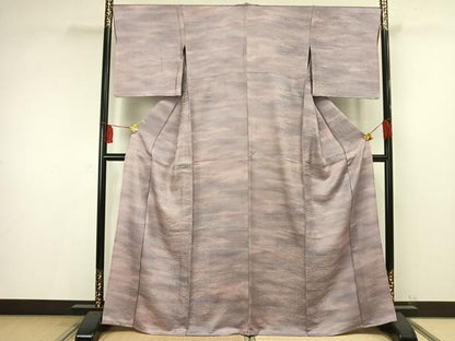 平和屋着物▽上質な小紋 単衣 霞文 正絹 逸品 AAAV2676fy
