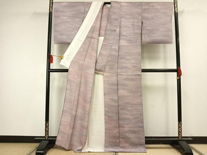 平和屋着物▽上質な小紋 単衣 霞文 正絹 逸品 AAAV2676fy