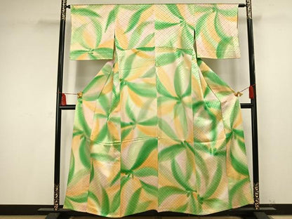 平和屋着物▽上質な小紋 単衣 舞花文 正絹 逸品 AAAV2677fy