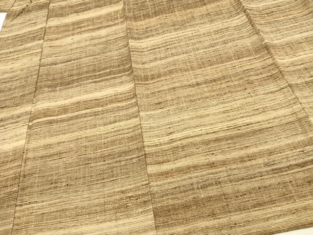 平和屋着物▽上質な紬 単衣 横縞 正絹 逸品 AAAV2678fy