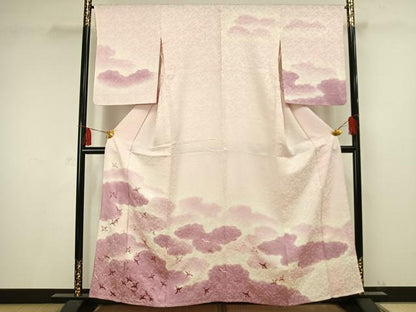 平和屋着物▽訪問着 単衣 刺繍 飛鳥文 正絹 逸品 AAAV2683fy