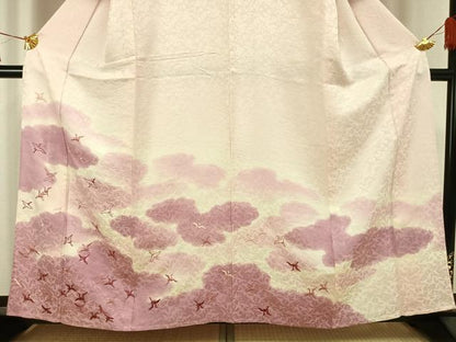 平和屋着物▽訪問着 単衣 刺繍 飛鳥文 正絹 逸品 AAAV2683fy
