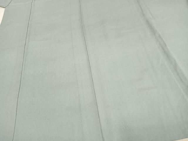平和屋着物▽京加賀友禅　百貫達雄　色無地　単衣　草花地紋　秘色色　正絹　逸品　未使用　AAAV2686fy