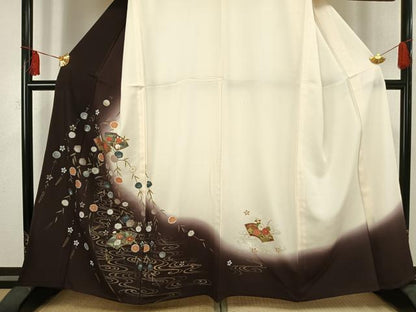 平和屋着物▽訪問着 単衣 地紙花文 金彩 正絹 逸品 AAAV2688fy
