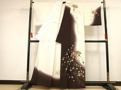 平和屋着物▽訪問着 単衣 地紙花文 金彩 正絹 逸品 AAAV2688fy