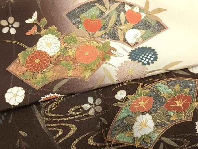 平和屋着物▽訪問着 単衣 地紙花文 金彩 正絹 逸品 AAAV2688fy