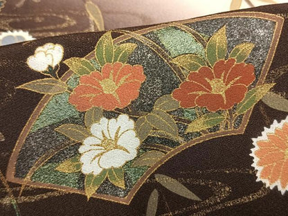 平和屋着物▽訪問着 単衣 地紙花文 金彩 正絹 逸品 AAAV2688fy