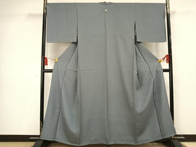 平和屋着物▽上質な色無地　単衣　蔦の葉地紋　豆がら茶色　正絹　逸品　未使用　AAAV2689fy