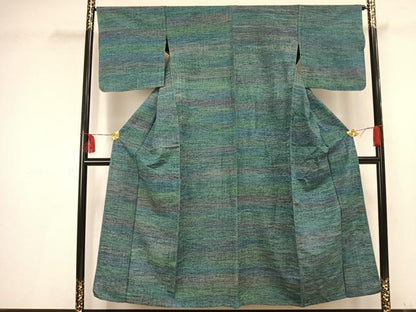 平和屋着物▽上質な紬 単衣 霞文 正絹 逸品 AAAV2691fy