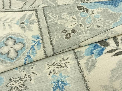 平和屋着物▽上質な紬 単衣 切嵌草花文 正絹 逸品 AAAV2693fy