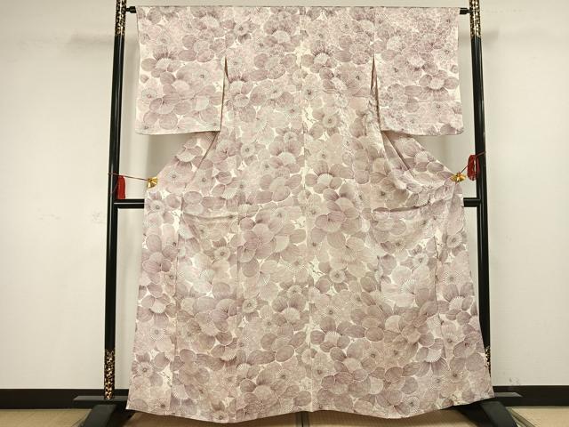 平和屋着物▽上質な小紋 単衣 花尽くし 正絹 逸品 AAAV2695fy