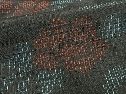 平和屋着物▽上質な紬 単衣 花唐草文 正絹 逸品 AAAV2696fy