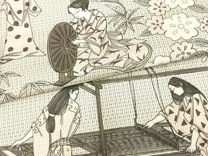 平和屋着物▽本場大島紬 単衣 作家物 手描き 人物風景文 証紙付き 正絹 逸品 AAAV2697fy