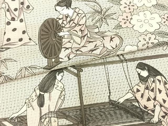 平和屋着物▽本場大島紬 単衣 作家物 手描き 人物風景文 証紙付き 正絹 逸品 AAAV2697fy