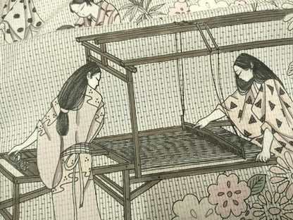 平和屋着物▽本場大島紬 単衣 作家物 手描き 人物風景文 証紙付き 正絹 逸品 AAAV2697fy