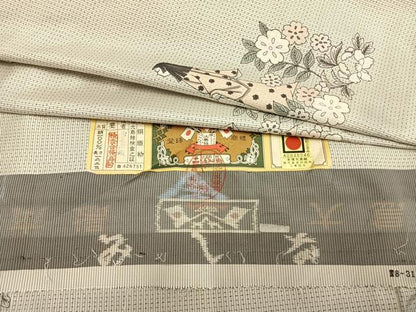 平和屋着物▽本場大島紬 単衣 作家物 手描き 人物風景文 証紙付き 正絹 逸品 AAAV2697fy