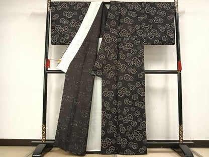 平和屋着物▽上質な小紋 単衣 舞花文 正絹 逸品 AAAV2698fy