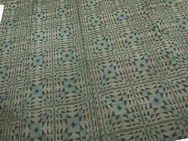 平和屋着物▽上質な紬 単衣 変わり市松文様 正絹 逸品 未使用 AAAV2700fy