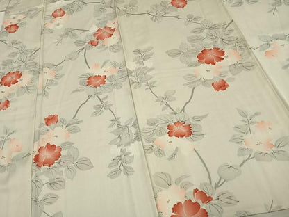 平和屋着物▽上質な小紋 単衣 枝花文 金彩 正絹 逸品 AAAV2702fy