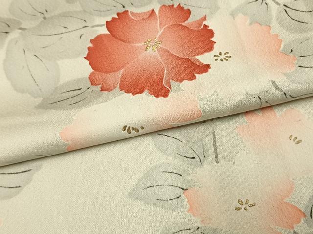 平和屋着物▽上質な小紋 単衣 枝花文 金彩 正絹 逸品 AAAV2702fy