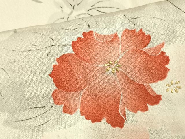 平和屋着物▽上質な小紋 単衣 枝花文 金彩 正絹 逸品 AAAV2702fy