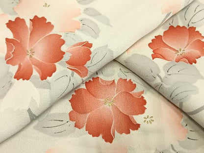 平和屋着物▽上質な小紋 単衣 枝花文 金彩 正絹 逸品 AAAV2702fy