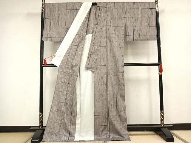 平和屋着物▽上質な小紋 単衣 絞り文様 ロング丈 正絹 逸品 AAAV2703fy