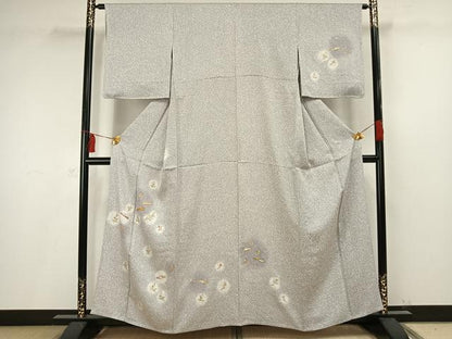 平和屋着物▽訪問着 単衣 草花文 金彩 そごう百貨店扱い 正絹 逸品 AAAV2705fy