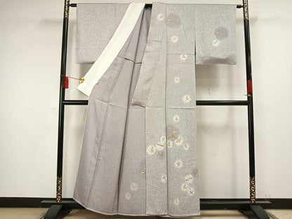 平和屋着物▽訪問着 単衣 草花文 金彩 そごう百貨店扱い 正絹 逸品 AAAV2705fy