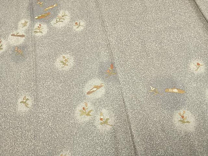 平和屋着物▽訪問着 単衣 草花文 金彩 そごう百貨店扱い 正絹 逸品 AAAV2705fy