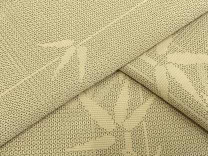 平和屋着物▽本塩沢 単衣 130亀甲 笹竹文 正絹 逸品 未使用 AAAV2707fy