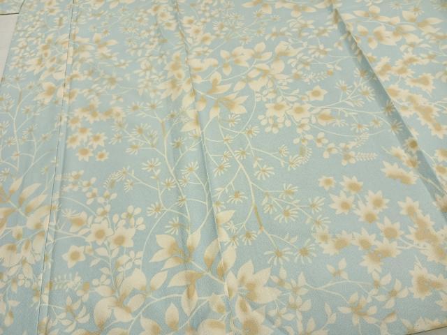 平和屋着物▽小紋　単衣　枝花文　ロング丈　洗える着物　AAAV2708fy