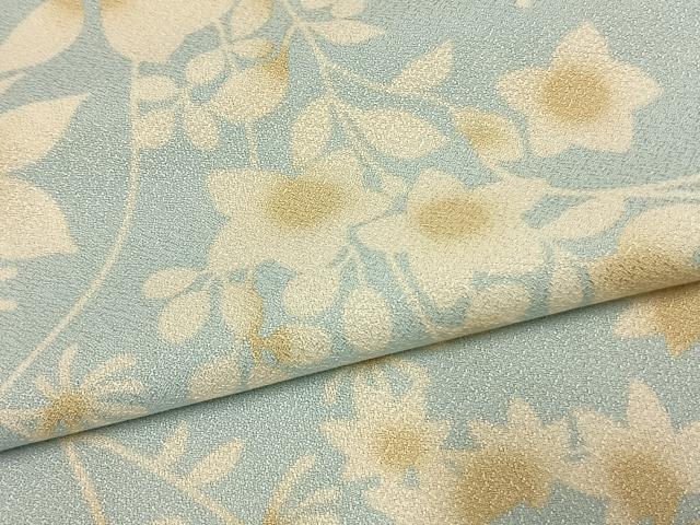 平和屋着物▽小紋　単衣　枝花文　ロング丈　洗える着物　AAAV2708fy