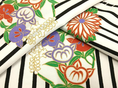 平和屋着物▽小紋 単衣 草花文 ロング丈 洗える着物 未使用 AAAV2709fy