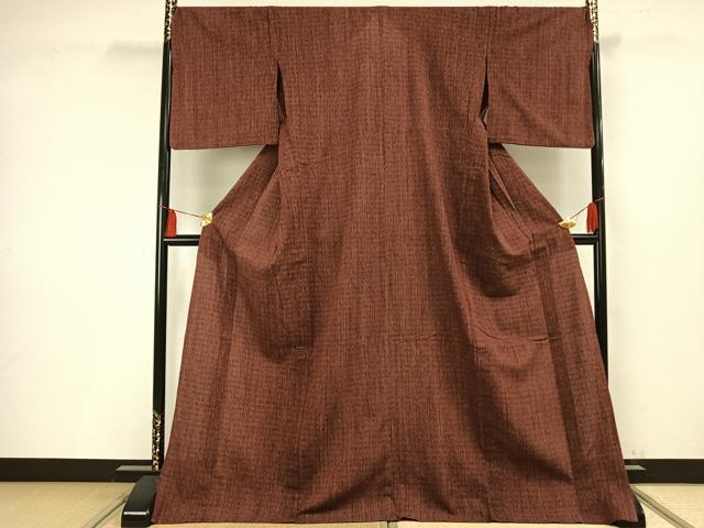 平和屋着物▽上質な小紋 単衣 霞文 ロング丈 綿 逸品 AAAV2710fy