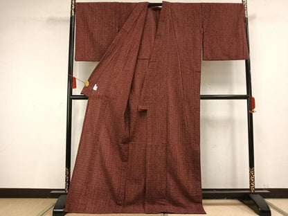 平和屋着物▽上質な小紋 単衣 霞文 ロング丈 綿 逸品 AAAV2710fy